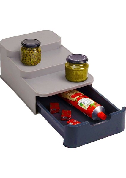 Compact Çekmeceli Organizer Mutfak Kavanoz Standı Bitki Çayı Düzenleyici