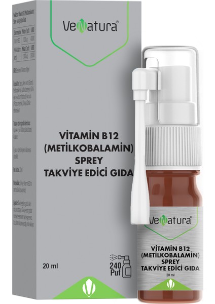 Vitamin B12 (Metilkobalamin) Sprey Takviye Edici Gıda 20 Ml