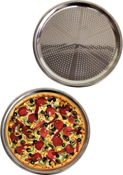 Delikli Çelik Pizza ve Lahmacun Tepsisi 3 Adet 3 Boy