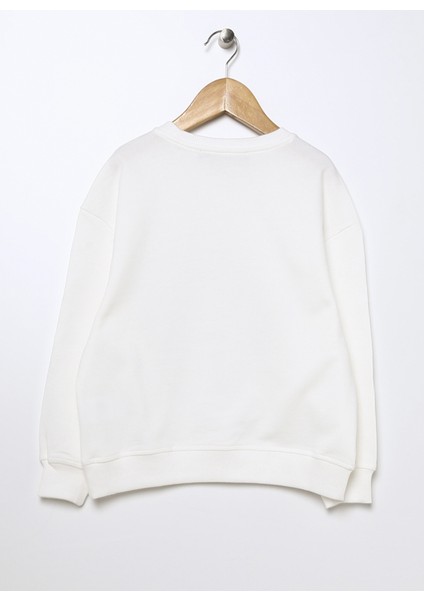 Baskılı Kız Çocuk Ekru Sweatshirt Prg-03