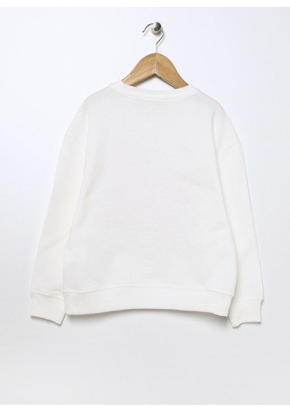 Baskılı Kız Çocuk Ekru Sweatshirt Prg-02
