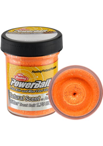 Powerbait Natural Glitter Trout Bait Aniseed Sahte Yemi Fluorescent Orange 50GR(ANASONLU)