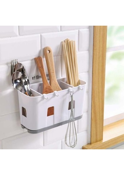 Duvara Monte Çatal Süzgeç Raf Damla Tepsi Eşyaları ile Organizatör Kaşık Çatal Çubuklarını Tutucu Caddy Mutfak Gadget Depolama | Depo Tutucular ve raflar (Yurt Dışından)