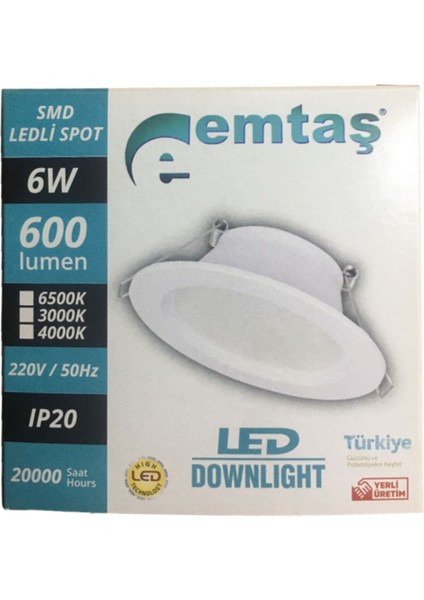 6W LED Spot Beyaz Işık Beyaz Kasa