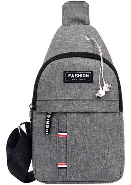 USB Şarj Portlu Erkek Crossbody Sling Sırt Çantası (Yurt Dışından)