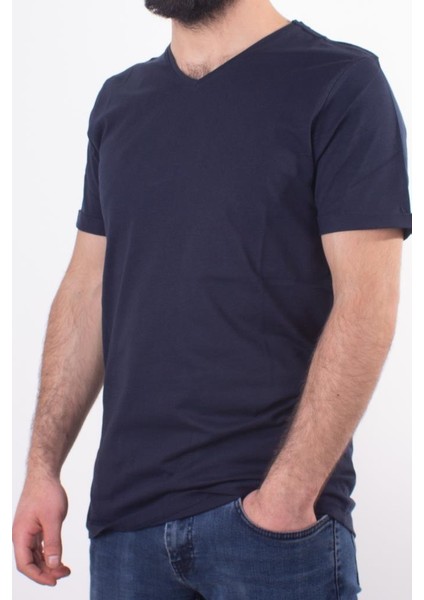 1827 Lacivert V Yaka Erkek T-Shirt modelleri
