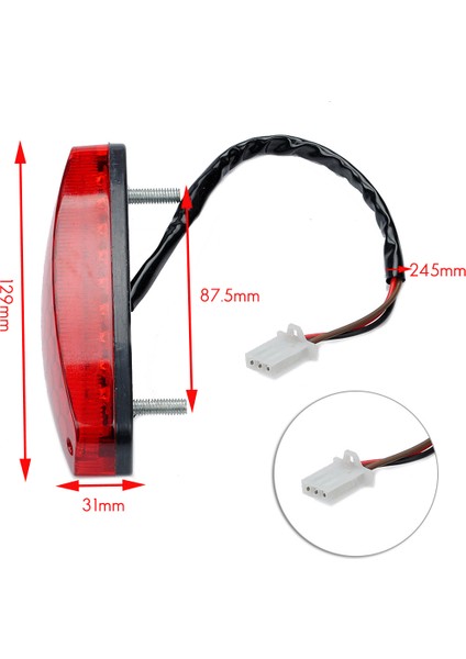 Atv 12V 3 Tel Fren Stop Lambası Lisans Arka Lambası Kırmızı Atv Off Road Motosiklet Sinyal Lambası Aksesuarları Araba Işıkları (Yurt Dışından)