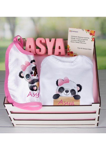 Ahşap Sandıkta Kişiye Özel Zıbın Önlük Ve Taş İsimlik Bebek Seti 109451