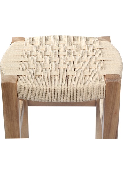 2 mm Ahşap 2 Adet Hasır Örgülü Tabure Doğal Renk 35X32X32