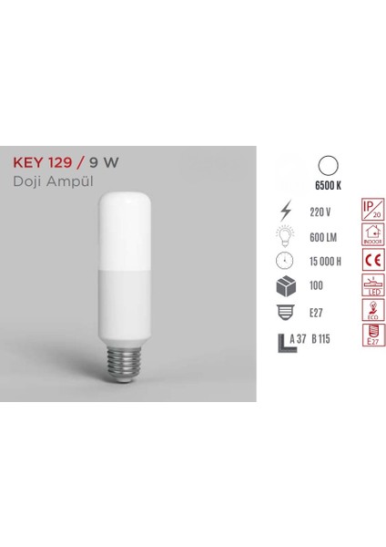 Doji Ampul 9w E27 Beyaz Key-129
