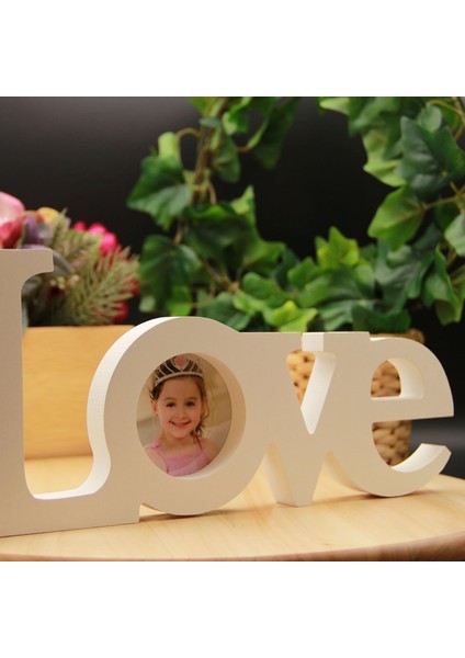 Love Yazılı Ahşap Beyaz Çerçeve