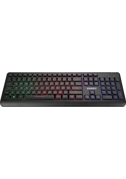 KM-1500 Siyah Kablosuz Rainbow Aydınlatmalı Q Multimedia Klavye + Mouse Set