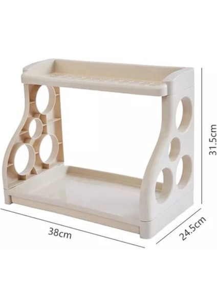 Frapan Home 2 Katlı Plastik Raf Mutfak Dolap Tezgah Üstü Düzenleyici Baharatlık Organizer