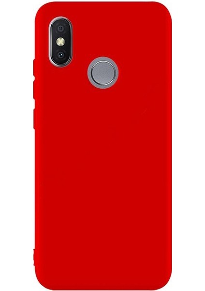 Xiaomi Mi A2 Lite Kılıf Premier Lüx Silikon+Nano Glass Kırmızı