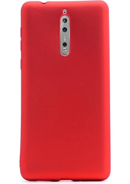 Nokia 8 Kılıf Premier Silikon Kılıf+Nano Glass Koruyucu Kırmızı