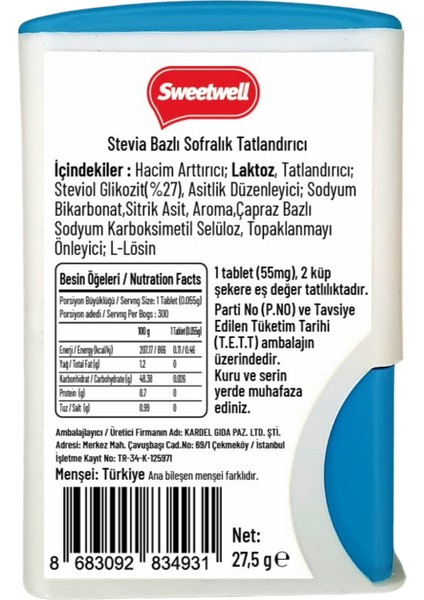 Stevia Tablet Tatlandırıcı 500 Tablet