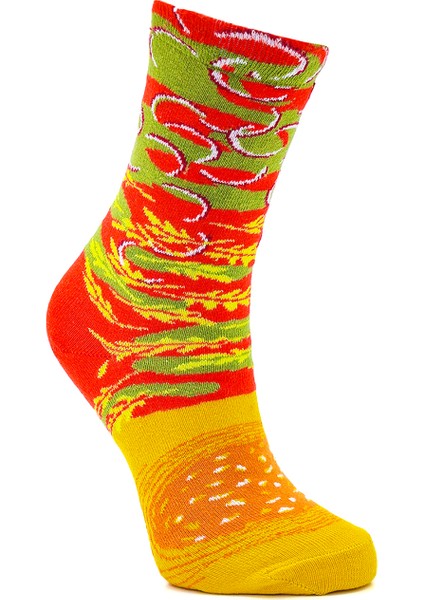 Hamburger Desenli Unisex Renkli Çorap 2 Çift