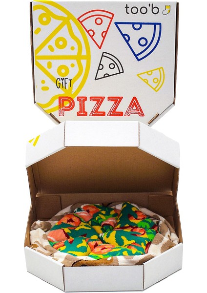 Pizza Italian Desenli Renkli Unisex Çorap 4 Çift