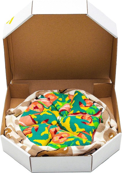 Pizza Italian Desenli Renkli Unisex Çorap 4 Çift