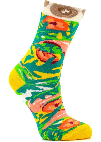 Pizza Italian Desenli Renkli Unisex Çorap 4 Çift