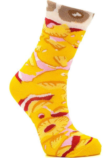 Pizza Karışık Desenli Renkli Unisex Çorap 4 Çift fırsatları