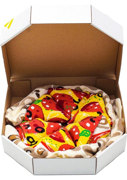 Pizza Pepperoni Desenli Renkli Unisex Çorap 4 Çift modelleri