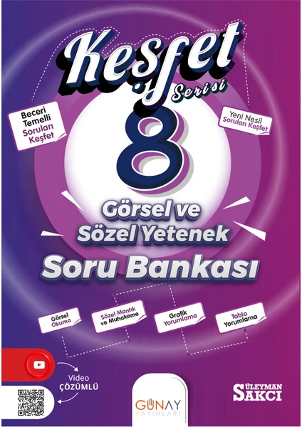 Günay Yayınları Gün&Ay Yayınları 8. Sınıf Keşfet Görsel ve Sözel Yetenek Soru Bankası