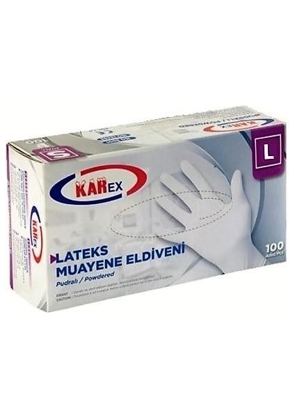 Lateks Pudralı Eldiven 100'LÜ Paket Beyaz Large