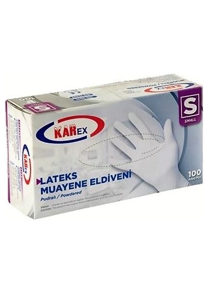 Lateks Pudralı Eldiven 100'LÜ Paket Beyaz Small