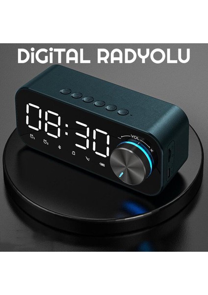 Dijital Çalar Saat LED Ekran Bluetooth Hoparlör Mp3 Fm Radyo Alarm Masa Saati