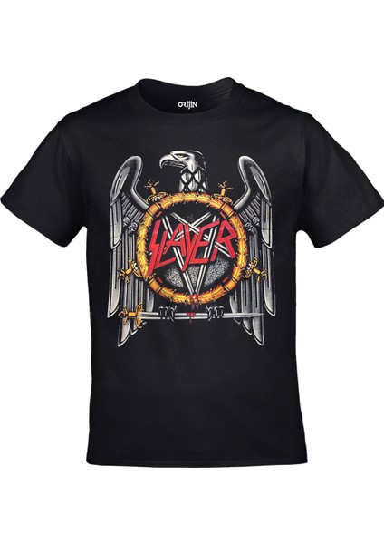 Slayer Eagle Unisex Ön Arka Baskılı Siyah Tshirt