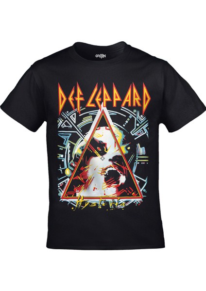 Def Leppard - Hysteria Unisex Baskılı Siyah Tshirt