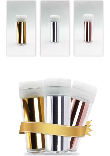 Gold,gümüş,rose Gold 3'lü Set,transfer Tırnak Dövmesi ART-578