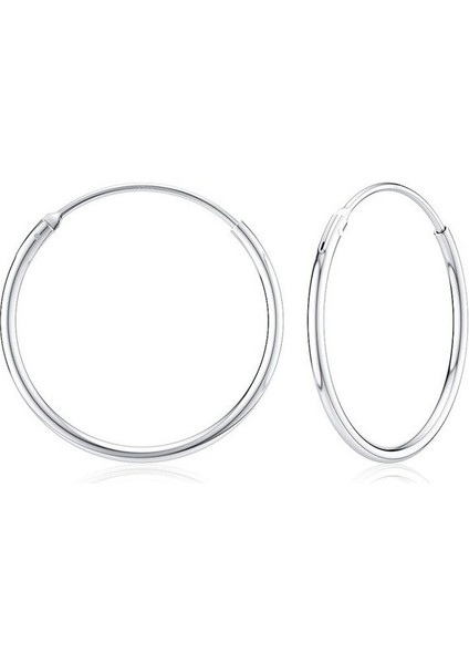 Gümüş 16 mm Ince Taşsız Halka Küpe