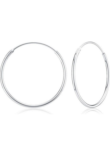 Gümüş 20 mm Ince Taşsız Halka Küpe