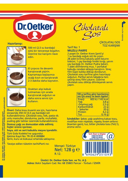 Dr.Oetker Çikolatalı Sos 128 gr