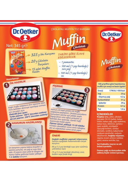 Dr.Oetker Çikolatalı Muffin 345 Gr