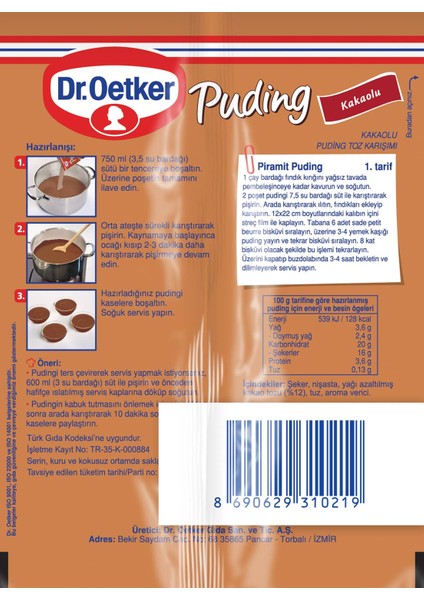 Dr.oetker Puding Kakaolu 3'lü 441 gr modelleri