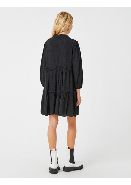 Balon Kollu Elbise Fırfırlı Dokulu fırsatları