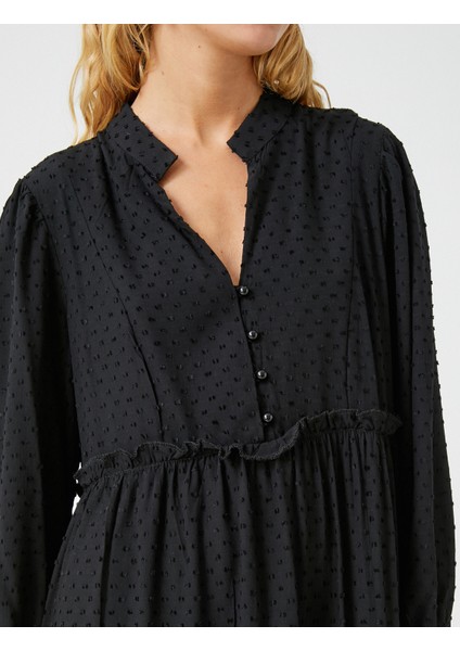 Balon Kollu Elbise Fırfırlı Dokulu indirimleri