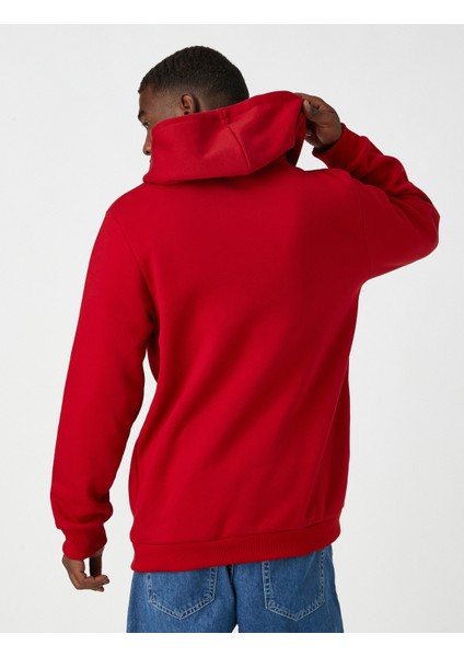 Slogan Baskılı Sweatshirt Şardonlu Kapşonlu