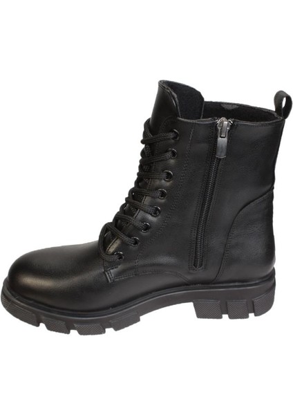 Yazkış Kadın Siyah Cilt 15CM Boy Uzunluğu Bağcıklı Fermuarlı Termo Taban Postal Bot fırsatları