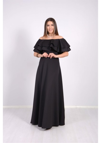 Volanlı Elbise - Siyah fiyatları