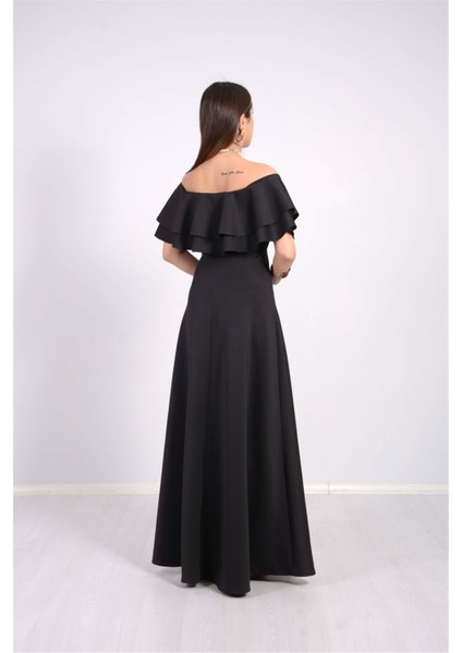 Volanlı Elbise - Siyah indirimleri