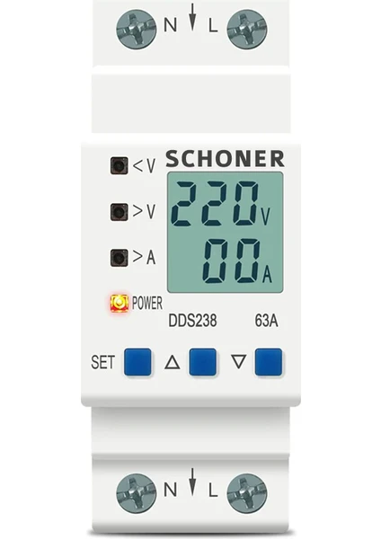 SCHONER VOLTAJ KORUYUCU YÜKSEK-DÜŞÜK VOLTAJ/AKIM KORUMA 63A