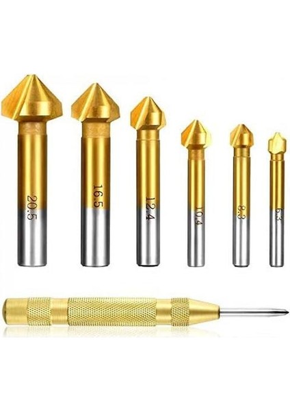 6 90 Kesiciler Seti Hss Kesiciler, Titanyum Kaplamalar 6.3-20.5 mm Kesici (Konik Kesiciler Seti + 1 Yumruk) (Yurt Dışından) fiyatları