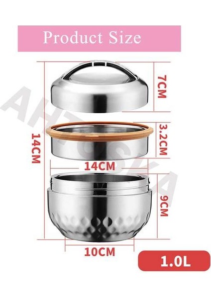 1000 ml Çift Laye Tutun Tutun Öğle Yemeği Kutusu Gıda Depolama Konteyner Taşınabilir Bento Öğle Yemeği Kutusu Paslanmaz Çelik Güçlü Dayanıklı Gıda Kılıf | Öğle Yemeği Kutuları (Yurt Dışından)