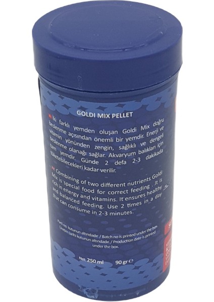 Goldi Mix Pellet Karışık Japon Balığı Balık Yemi 250 ml