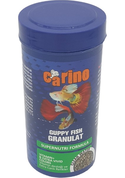 Guppy Fish Granulat Lepistes Balık Yemi 250 ml