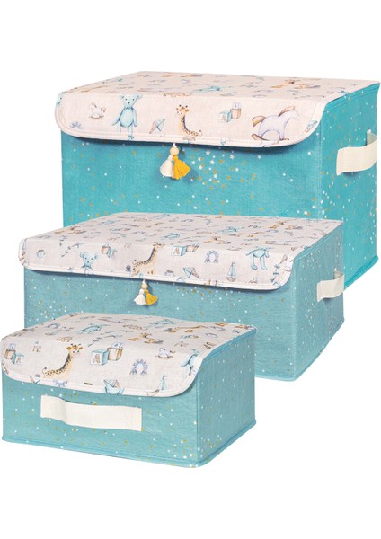 Baby Çok Amaçlı Püsküllü Kapaklı Kutu Düzenleyici Çok Amaçlı Organizer Kutu - 3lü Set